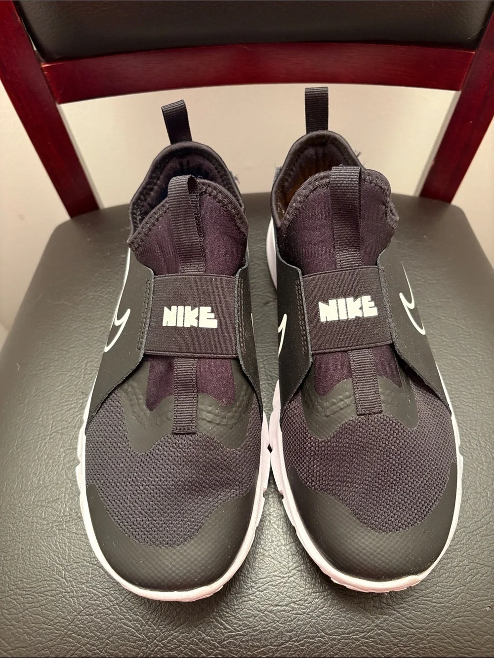 Nike Kids Black and Pink Slip-On Sneakers with White Swoosh
